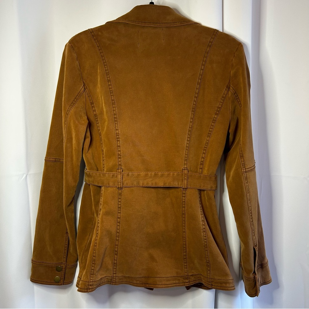 Anthropologie M Brown Everyday Belted Moto Jacket Trench Coat - Picture 4 of 11